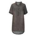 thumbnail image 6 of Elainilye Fashion Long Dresses for Women Casual V-Neck Solid Dresses Summer Short Sleeve Pullover Dress,Gray, 6 of 8