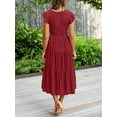 thumbnail image 4 of Women's Flutter Sleeve Smocked Midi Dress V Neck Casual Tiered Dresses with Pockets, 4 of 6