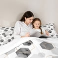 thumbnail image 5 of Manfei Grey Modern Honeycomb Twin Bedding Sets 7-Piece, Art Watercolor Square Bedding Comforter Set, Teens Kids Boys Girls Sheet Sets, Microfiber Bedroom Decor, 5 of 8