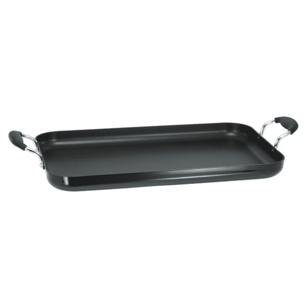 T-fal Specialty Hard Enamel Nonstick Cookware, Large Double Burner Griddle, 18 x 10.75 inch Black, C4061494