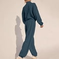 thumbnail image 4 of AherBiu Sweat Jumpsuits for Women Long Sleeve Zipper Lapel V Neck Drawstring Waist Rompers, 4 of 7