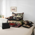 thumbnail image 3 of Erosebridal Boho Skeleton 7Pcs Comforter Set Full,Rose Flower Crow Bedding Set Woman Teens Room Decor,Gothic Mushroom Skull Pattern Fitted Flat Sheet Red Black Patchwork Plaid 2 Throw Pillow Covers, 3 of 5