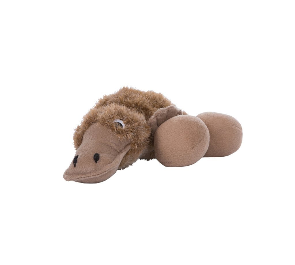 platypus dog toy with eggs