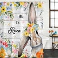 thumbnail image 2 of Easter Shower Curtain, Waterproof Shower Curtains for Bathroom, Spring Farmhouse Vintage Bunny Flower Wood Grain Washable Fabric Bathtub Curtain Set Bath Decor with 12 Hooks Stall 36"x72", 2 of 8
