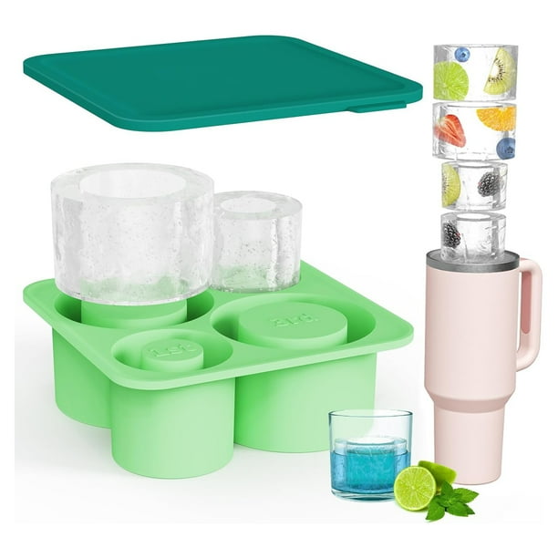 Bandeja para cubitos de hielo para vasos Stanley de 30 a 40 oz, cilindro de silicona para hielo