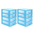 thumbnail image 2 of Beautynvta 2 Pcs Plastic Storage Drawers, Mini Organizer Stackable Storage Bins Container Case, Sliding Drawer for Clothes Bedroom Kitchen Bathroom Dorm Office, 5.1" x 3.5" x 5.9", Sky Blue, 2 of 5