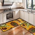 thumbnail image 3 of Kitchen Rugs Sets Of 2,Beige Calligraphy Sunflower Pattern Anti Fatigue Kitchen Mat Rugs Non Slip Washable,Decorative Kitchen Floor Mats for Kitchen,Sink,Laundry,17"x47"+17"x47", 3 of 5