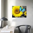 thumbnail image 3 of GOSMITH Bathroom Decor Sunflower Canvas Wall Art Blue Butterfly Picture Flowers Florals Painting Yellow Gray Artwork Framed for Bedroom Kitchen Dinning Room Living Room Office Home Decor, 3 of 4