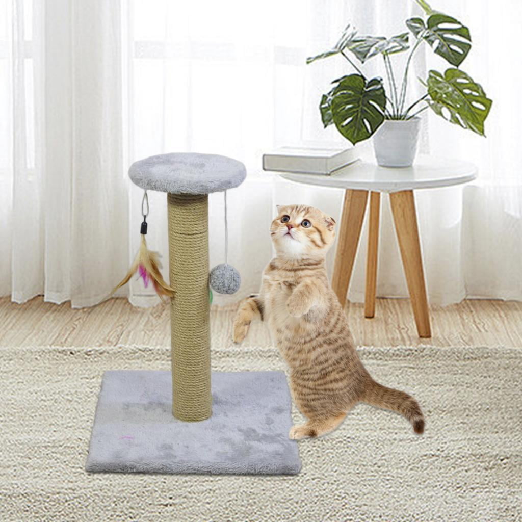 Fzaqwen Cat Scratching Post Cat Scratcher Scratch Post Interactive Toy Cat Gift Climbing Round Gray