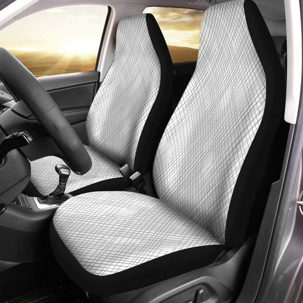 POGLIP Set of 2 Car Seat Covers Gauze Woven Simple Abstract Thread