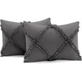 thumbnail image 5 of DNG Creations 1 Piece Luxurious Diamond Ruffle Comforter Super Soft, All Season Pintuck 800 Thread Count, 100% Egyptian Cotton, King/California King Size Dark Grey Color, 5 of 9