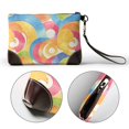 thumbnail image 5 of Leather Clutch 8 X 5. 5 In Wrist Strap And Hand Bag Easy To Carry Lightweight Waterproof And Durable Rosybrown Tie-Dye Background Vibrant Colors And Swirling Patterns, 5 of 6