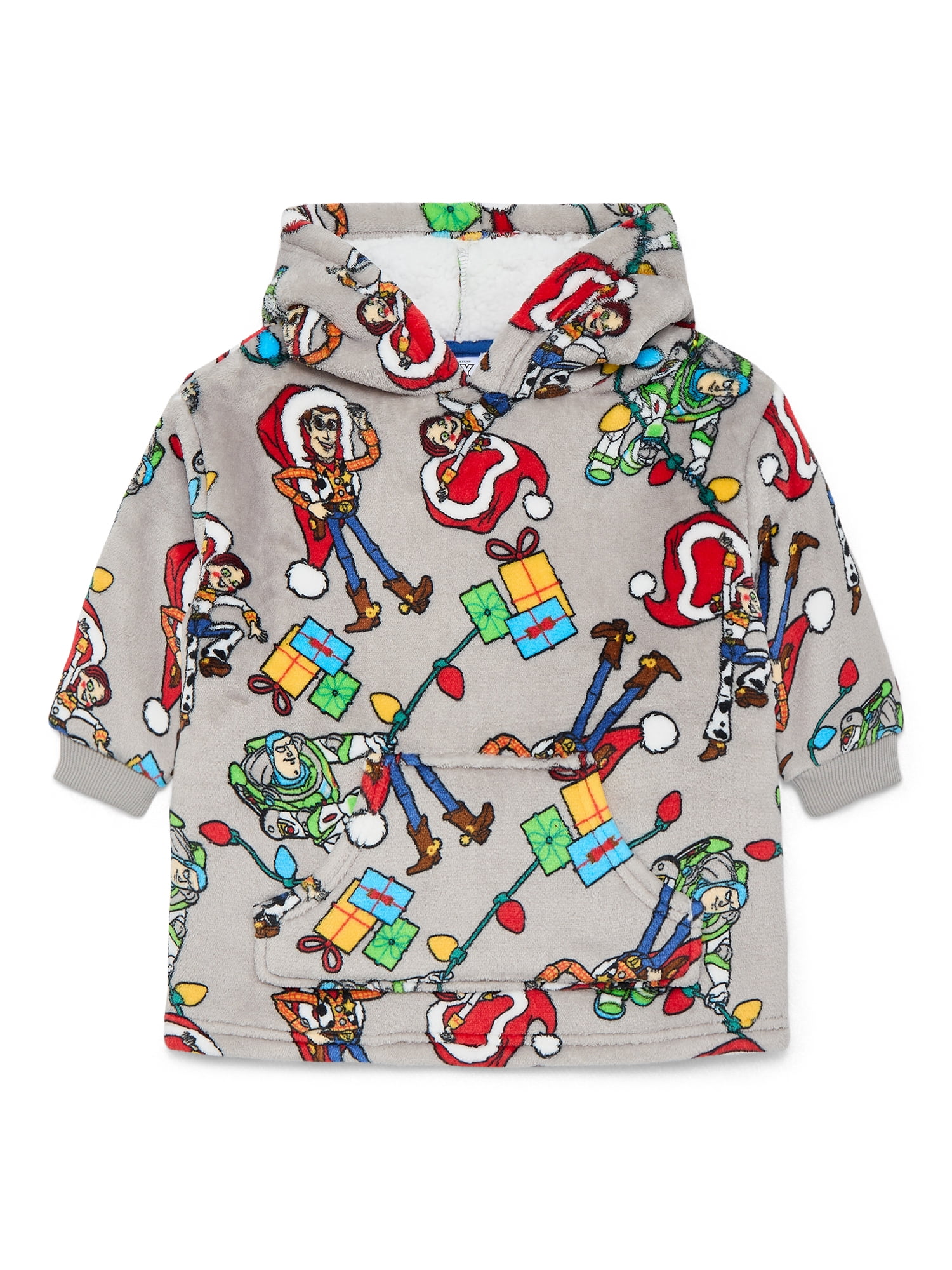 Toy Story Holiday Toddler Boys Cozy Plush Hoodie with Faux Shearling Lining, Sizes 12M-5T
