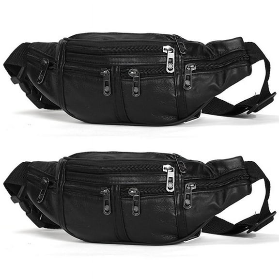2X Genuine Leather Male Waist Pack Pack Men Leather Belt Waist Bags Phone Pouch Small Chest Messenger for Man