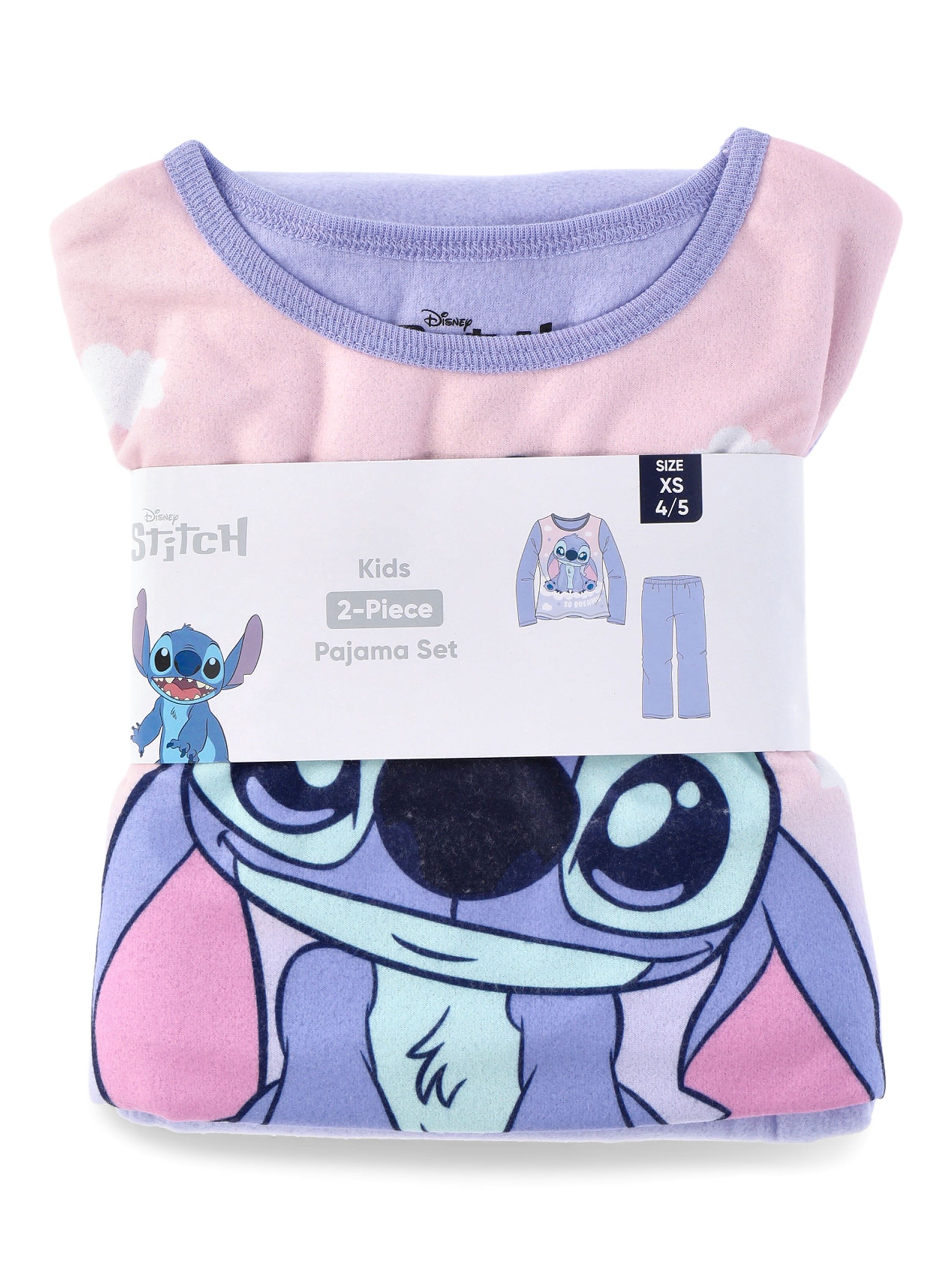 Disney Stitch Girls Long Sleeve Top and Pants Pajama Set, 2-Piece, Sizes 4-16
