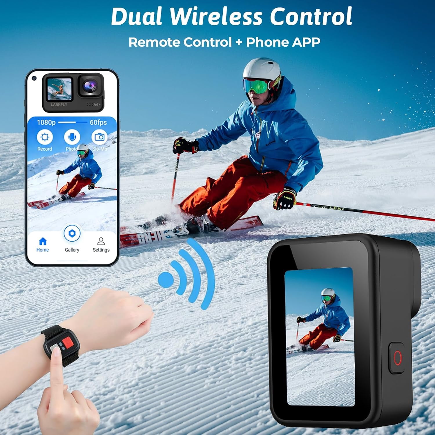 Action Camera, 5K/30fps Waterproof Action Camera, with APP & WiFi Control, 1/1.3" Sensor, EIS Anti-Shake, Subject Tracking, Includes 64GB Card, Vlogging Camera Ideal for Sports & Adventure