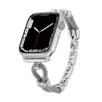 Dwitch Slim Thin Bracelet Band with Rhinestone Compatible with Apple Watch Series 10/9/8/7/SE/6/5/4/3/2/1 for Women, Elegant Bling Replacement Metal Bands 38/40/41/42mm(S10),Silver