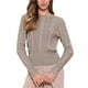 thumbnail image 1 of INSPIRAR CHIC Suéter de punto de cable para mujeres con cuello redondo y mangas largas, suéteres cortos XL Beige, 1 of 6