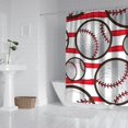 thumbnail image 2 of Red and White Striped Baseballs Pattern Shower Curtain 84"x72" ,Bathroom Decorative Shower Curtains Set with 12 Hooks,Modern Waterproof Washable Shower Curtain, 2 of 6