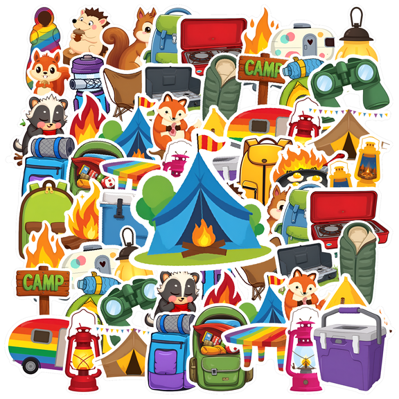35pcs-50pcs Cute Animal Sticker Pack Nature Graffiti Decals Camping Stickers for Luggage Suitcase Laptop