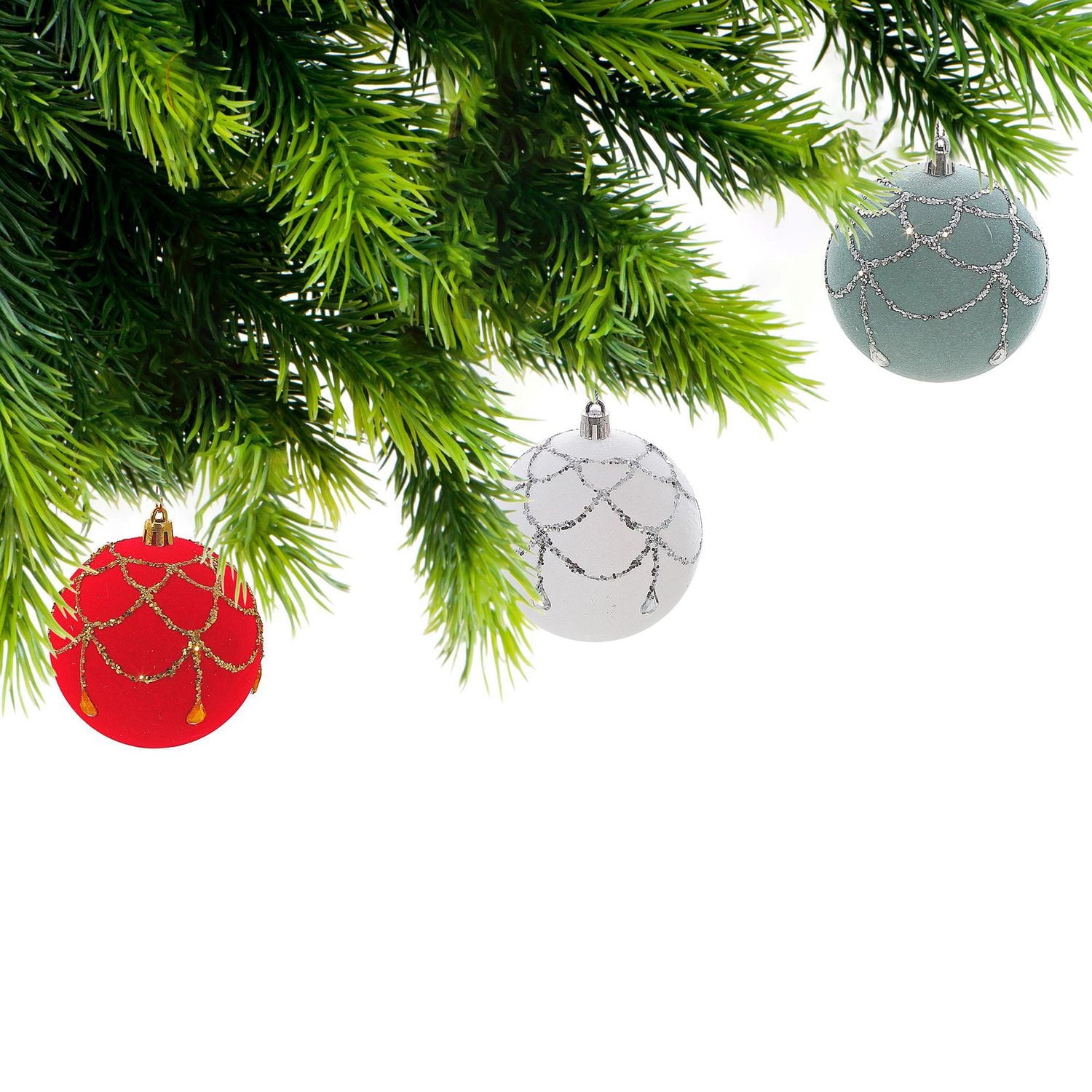 Christmas 10Cm Ornaments Glitter Drops - Set of 12