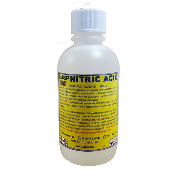 JSP® Nitric(HNO3)Acid 67% 500mL CP Lab Grade Gold Silver Refining Ships Free