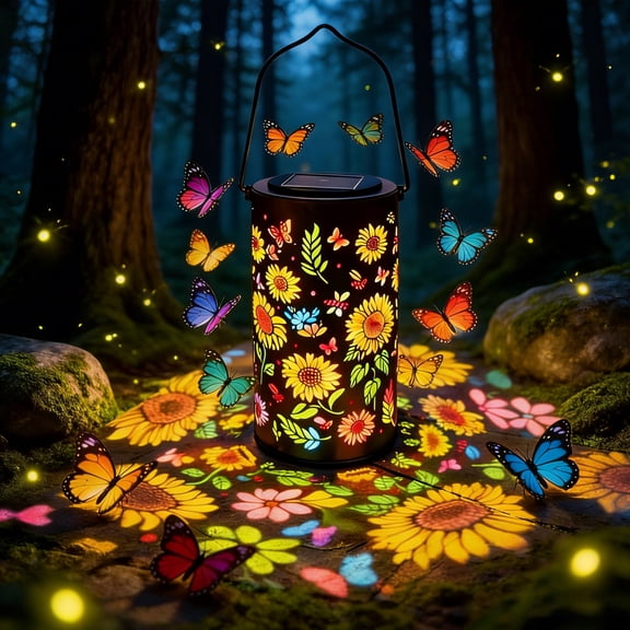 Colorful Sunflower Glow Solar Garden Lantern, Waterproof Decorative Light for Patio Yard Decor