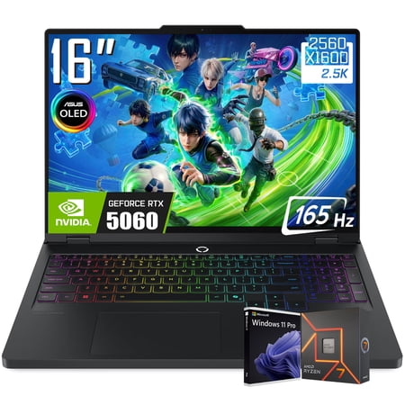 Lenovo Legion Pro 5 Gaming Laptop, 16" 2560 x 1600 2.5K 165Hz OLED Display, AMD Ryzen 7 8745HX, NVIDIA GeForce RTX 5060 8GB GDDR7, RGB Backlit KB, Win11 Pro(16GB DDR5 | 2TB SSD)