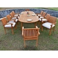 thumbnail image 4 of Teak Dining Set:10 Seater 11 Pc - Large 118" Oval Table And 10 Napa Stacking Arm Chairs Outdoor Patio Grade-A Teak Wood WholesaleTeak #WMDSNPq, 4 of 4