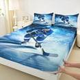 thumbnail image 3 of Manfei Hockey Sport Full Size Sheets,Ball Game Gaming Bed Sheets,White Blue Sheet Sets For Boys Teens,Ultra Soft Home Decor,4 Pieces, 3 of 7