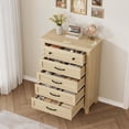 thumbnail image 7 of 5 Dresser for Bedroom, 41.3 in Tall Vertical Drawer Dresser with Large Storage, Freestanding Wooden Closet Chest for Bedroom, Living Room, Natural Oak, 7 of 7