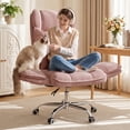 thumbnail image 3 of Hawsaiy Big and Tall Office Chair, Flip Armrests with Side Pockets, Comfy Criss Cross Office Chair with Extra-Wide Plush Seat, 150° Reclining Executive Office Chair, Chenille Upholstery, Pink, 3 of 12