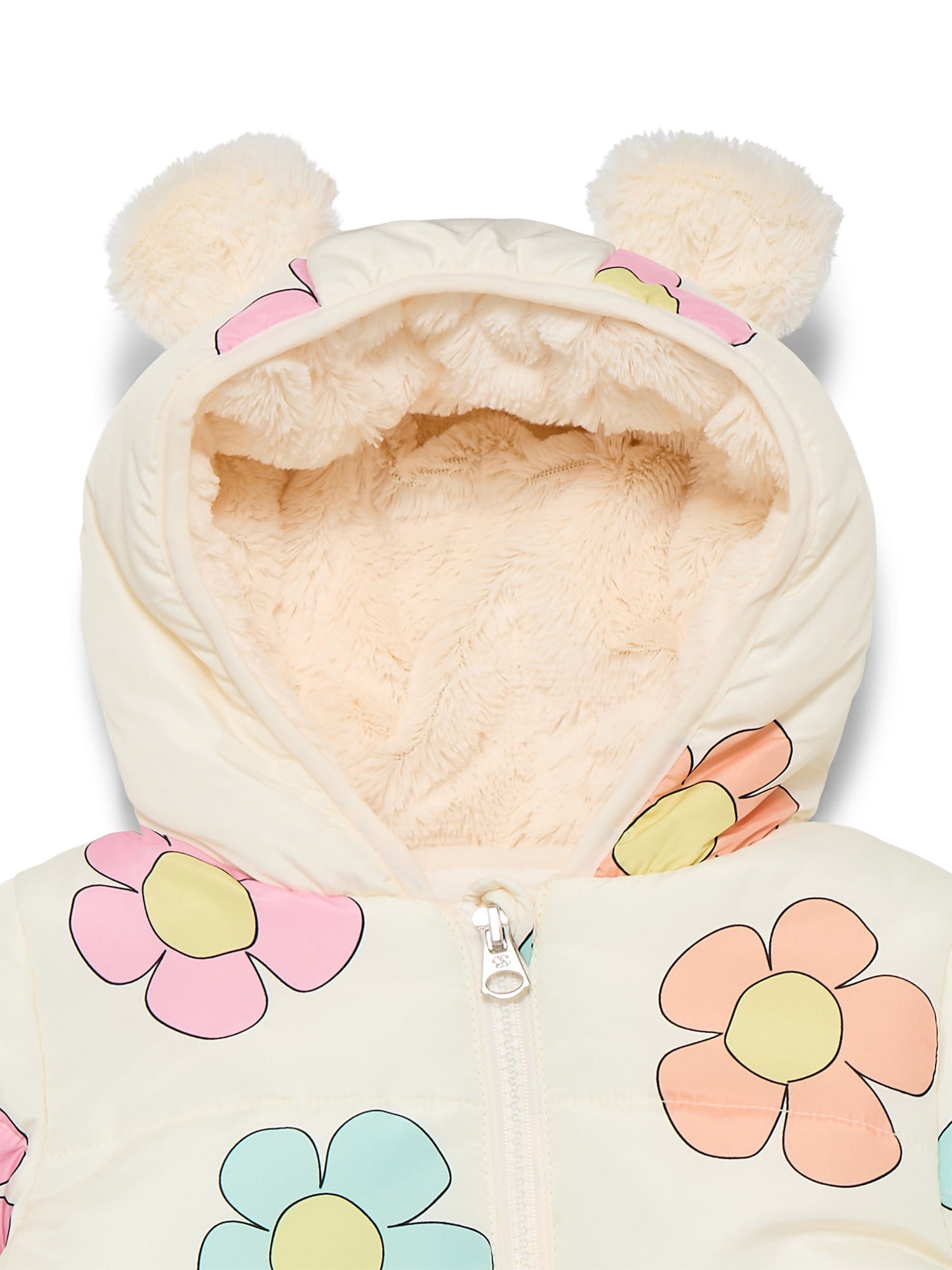 Jessica Simpson Baby Girls Floral Snowsuit with Teddy Bear Ears, Sizes 0M-12M