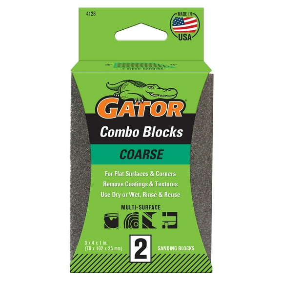 Gator 4126 3-3/8 in x 4 in x 1 in Coarse Grit Angled Sponges, 2 Pieces