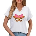 thumbnail image 6 of Craaazy Mardi Gras Shirts for Women Short Sleeve Casual Carnival Printed V-neck T-shirts Gifts, 6 of 6