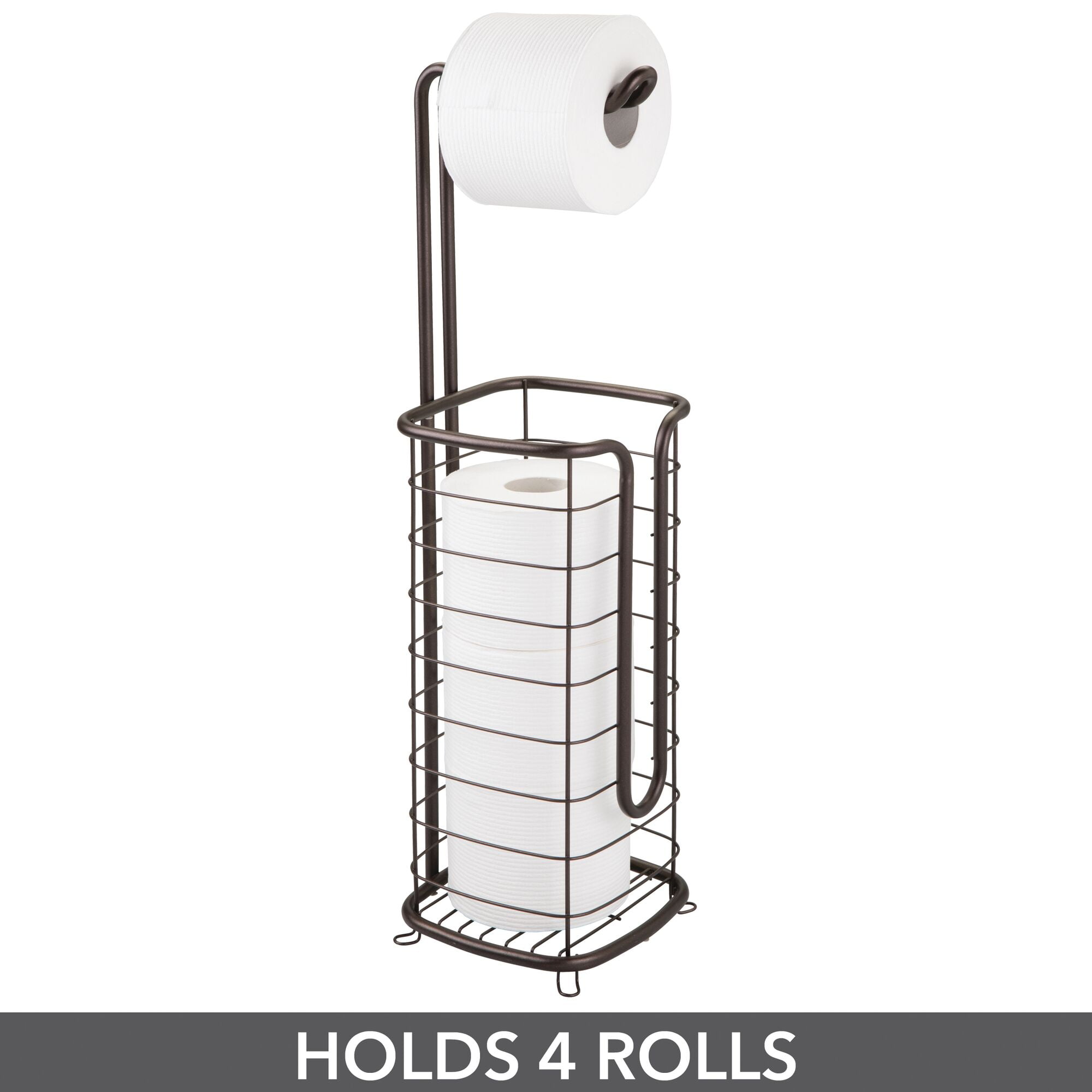 mDesign Steel Freestanding Toilet Paper Holder Stand and Dispenser