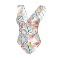 thumbnail image 4 of Yiaed Abstract Marble Texture Print Women's Ruffled One Piece Swimsuit V Neck Swimwear Slimming Monokini for Woman-Small, 4 of 8
