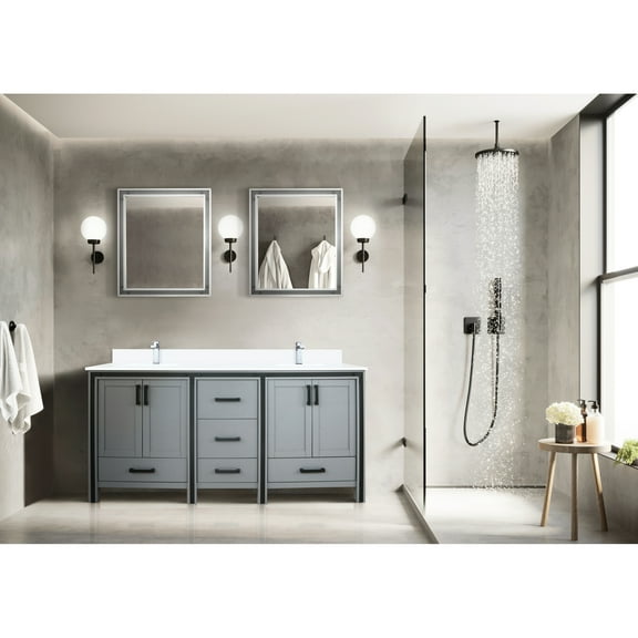 Dark Grey Double Bath Vanity 72"w X 22"d - Cultured Marble Top & Faucet Included Soft Close Storage Cabinets And 5 Drawers For Bountiful Space 72 In. 22 With Five Extensive