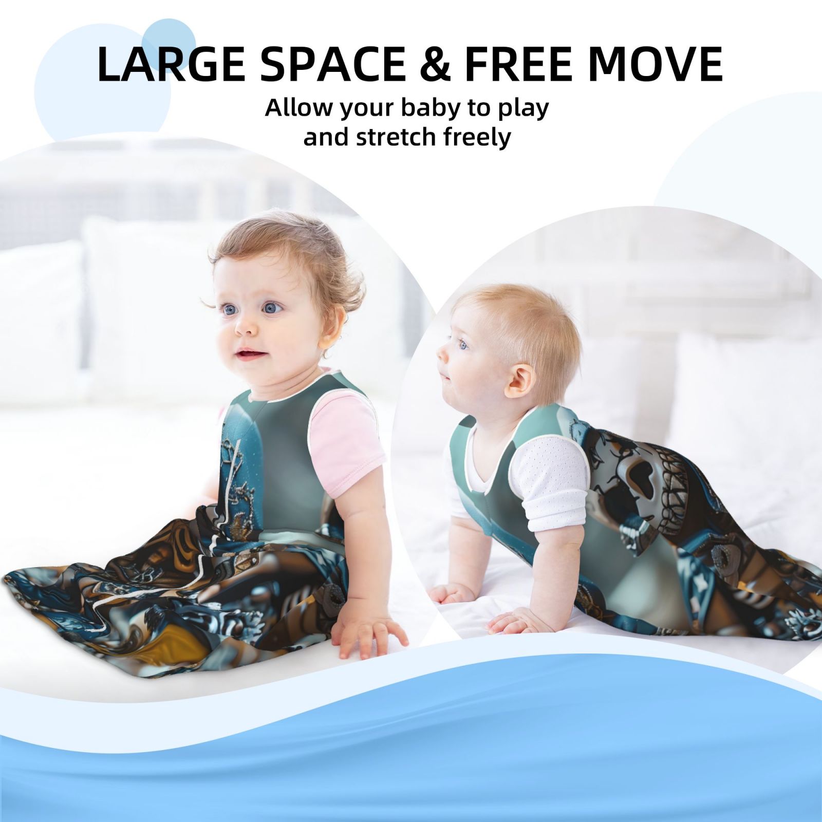 Vsdgher Cute Skeletons Figurines Baby Sleep Sack, Sleeveless Baby Sleeping Bag Toddler 2-Way Zipper Wearable Blanket for Infant Toddler Newborn-Medium