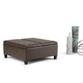 thumbnail image 3 of Ellis 36 inch Wide Contemporary Square Coffee Table Storage Ottoman in Chocolate Brown Vegan Leather, 3 of 6