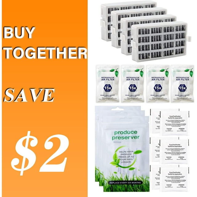 4 Pack W10311524 AIR1 FreshFlow Air Filter and 6 Pack W10346771A FreshFlow Produce Preserver Replacement
