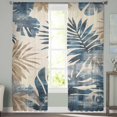 thumbnail image 2 of Blue Brown Palm Leaf Sheer Curtains 84 Inches Long 2 Panels Set, Window Sheer Curtains for Living Room/Bedroom, Farmhouse Summer Botanical Light Filtering Rod Pocket Curtain 52'' x 84'' x 2, 2 of 7