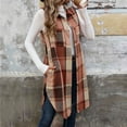 thumbnail image 3 of Yigetop Vest Tops for Women Flannel Vest for Women 2024 Fall Plaid Lightweight Lined Long Fashion Casual Elegant Jacket with Pockets Vests for Women 2024 Trendy orange XL, 3 of 7