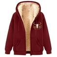 thumbnail image 2 of Fanxing Mens Sherpa Coat with Hood 2025 Winter Zip Up Jacket Fuzzy Fleece Jackets Outerwear Wine,XXXL, 2 of 5