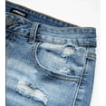 thumbnail image 5 of Ripped Stretchy Fringe Trims Jean Shorts For Women Raw Hem Low Waist Casual Trendy Denim Shorts Women'S Denim Shorts Frayed Raw Hem Casual Summer Short Jeans With Pockets Pants Light blue 3XL, 5 of 6