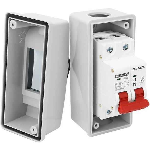 Disyuntor solar fotovoltaico, disyuntor miniatura de CC a prueba de agua IP65, 2P, 1000 V, 50 A, 6 KA, disyuntor solar de CC, interruptor de desconexión de CC para riel DIN para interruptor