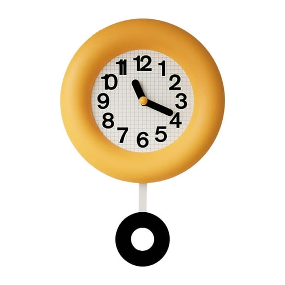 yotijay Non Ticking Contemporary Analog Clock Silent Hanging Clock Round Wood Clock Wall With Pendulum