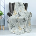 thumbnail image 4 of Christmas Soft Flannel Fleece Blanket, Retro Style Pine over Snowflake Background in Pastel Tones Print, Cozy Plush for Indoor and Outdoor Use, 50" x 70", Blue Grey and Dark Mustard, by Ambesonne, 4 of 5