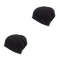 thumbnail image 4 of Qarigey Gorro apilable, gorro de viaje, gorros, gorros de temporada de invierno, gorro de punto ajustable a la moda, negro Negro 2piezas, 4 of 6
