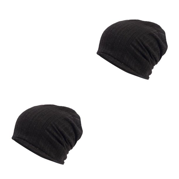 Qarigey Apilable Beanie Bonnet Caps Seasonal Casual Headwear Térmico De moda Ajustable Sombrero de punto Negro Negro 2piezas